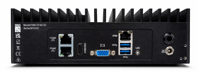 Rear view of Tranquil IT Edge Mini Server