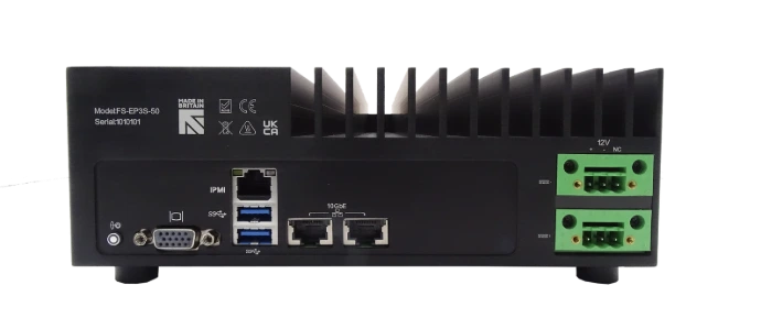 Rear view of Tranquil IT rugged AMD EPYC server