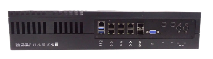 Rear view of Tranquil IT fanless full rack Intel Xeon server