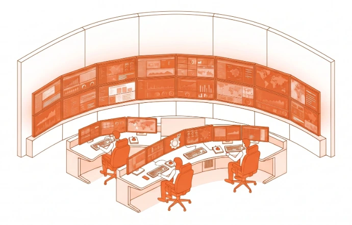 Multi-display surveillance control room
