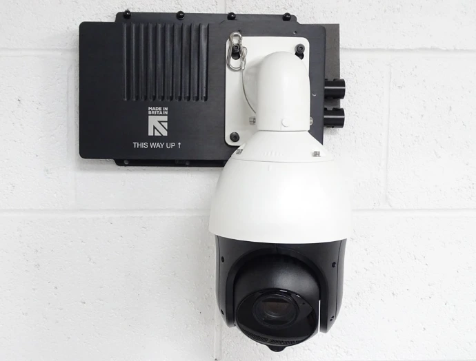 VG-15MV-66 Vision Guard IP66 edge computer with PTZ camera mounted on a wall