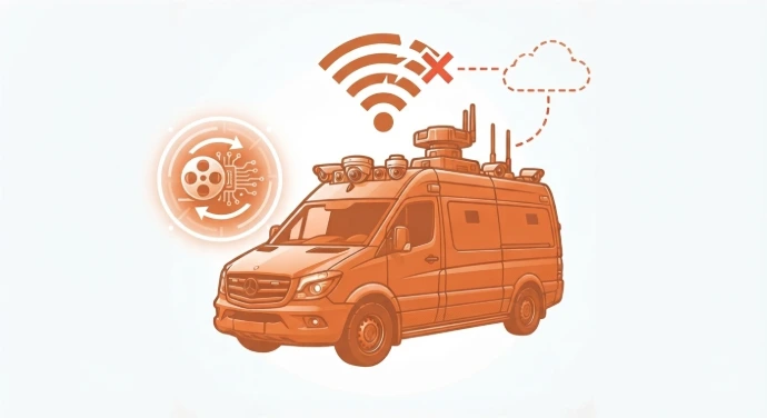 Illustration of a van with roof-mounted cameras for mobile surveillance